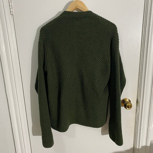 Etudes Studio Wool Blend Ribbed Crew Neck Knit Sweater- green - Picture 2 of 8
